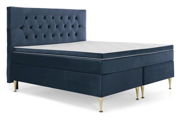 Komplett Sängpaket Torsö 180x200 - Mörkblå Sammet|Höga Guldben - Möbler - Säng - Kontinentalsäng
