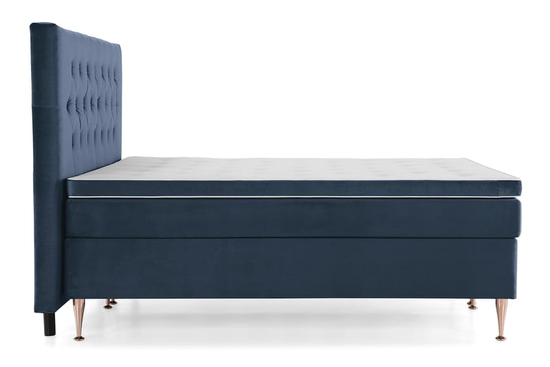Komplett Sängpaket Torsö 180x200 - Mörkblå Sammet|Höga Rosében - Kontinentalsäng - Dubbelsäng - Komplett sängpaket