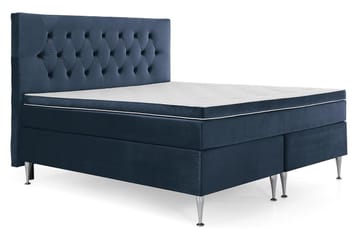 Komplett Sängpaket Torsö 180x200 - Mörkblå Sammet|Höga Silverben - Möbler - Säng - Kontinentalsäng