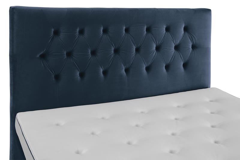 Komplett Sängpaket Torsö 180x200 - Mörkblå Sammet|Låga Rosében - Kontinentalsäng - Dubbelsäng - Komplett sängpaket