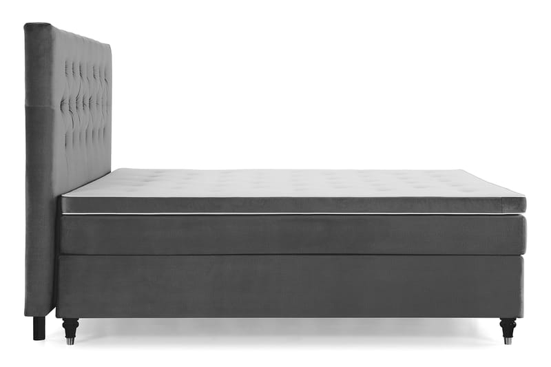 Komplett Sängpaket Torsö 180x200 - Mörkgrå Sammet|Svarvade Ben - Möbler - Säng - Kontinentalsäng