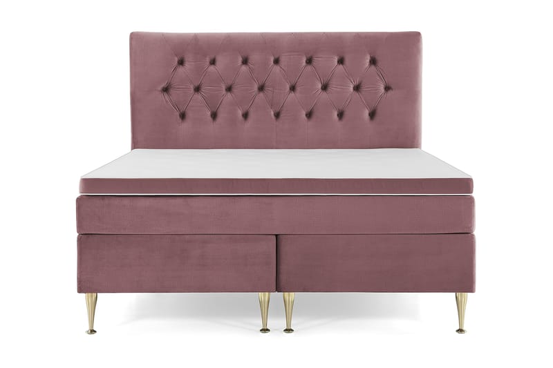 Komplett Sängpaket Torsö 180x200 - Rosa Sammet|Höga Guldben - Möbler - Säng - Kontinentalsäng