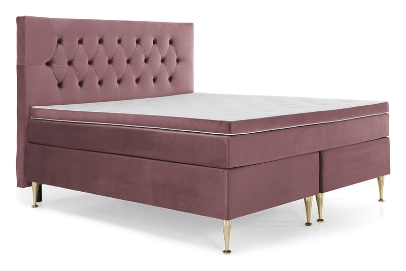 Komplett Sängpaket Torsö 180x200 - Rosa Sammet|Höga Guldben - Möbler - Säng - Kontinentalsäng