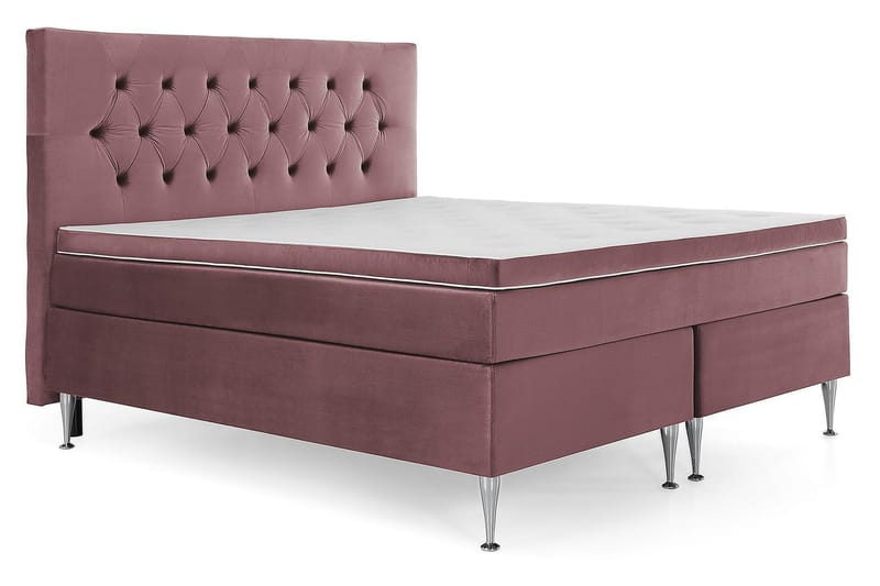 Komplett Sängpaket Torsö 180x200 - Rosa Sammet|Höga Silverben - Möbler - Säng - Kontinentalsäng