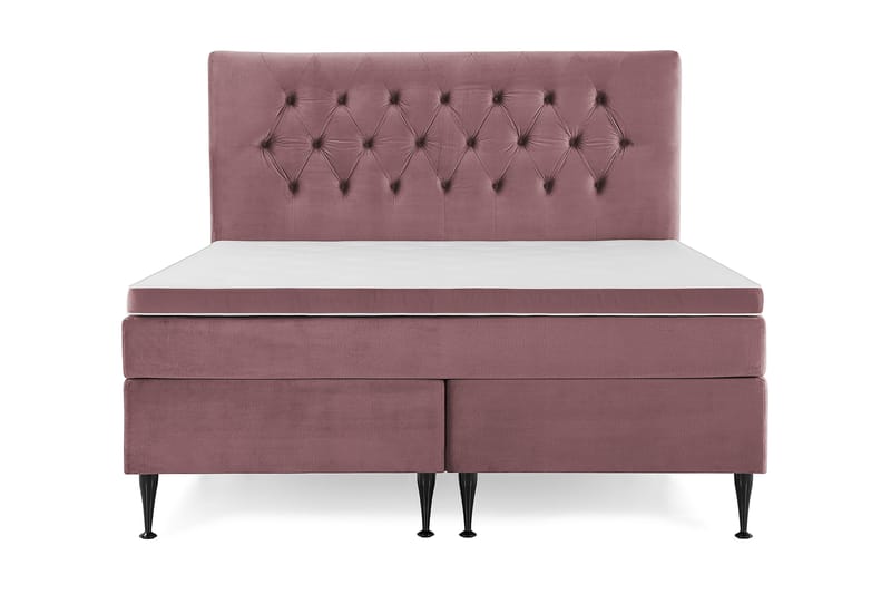 Komplett Sängpaket Torsö 180x200 - Rosa Sammet|Höga Svarta Ben - Möbler - Säng - Kontinentalsäng