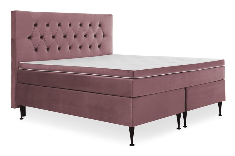 Komplett Sängpaket Torsö 180x200 - Rosa Sammet|Höga Svarta Ben - Möbler - Säng - Kontinentalsäng