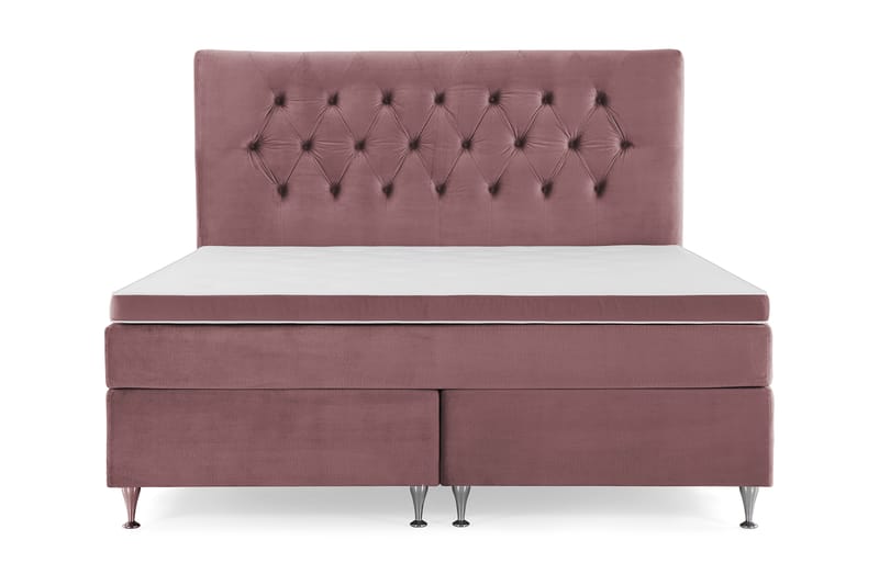 Komplett Sängpaket Torsö 180x200 - Rosa Sammet|Låga Silverben - Möbler - Säng - Kontinentalsäng