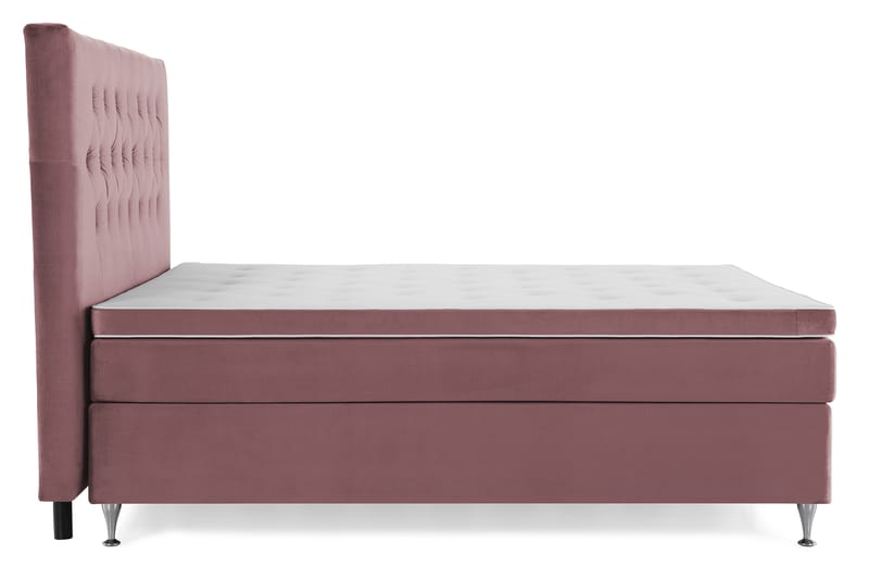 Komplett Sängpaket Torsö 180x200 - Rosa Sammet|Låga Silverben - Möbler - Säng - Kontinentalsäng
