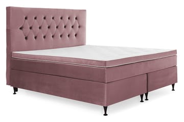 Komplett Sängpaket Torsö 180x200 - Rosa Sammet|Låga Svarta Ben - Möbler - Säng - Kontinentalsäng