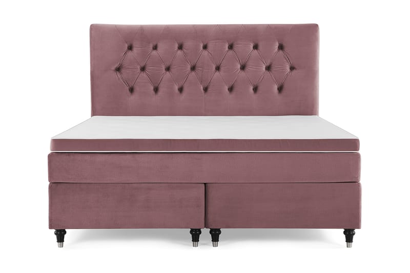 Komplett Sängpaket Torsö 180x200 - Rosa Sammet|Svarvade Ben - Möbler - Säng - Kontinentalsäng