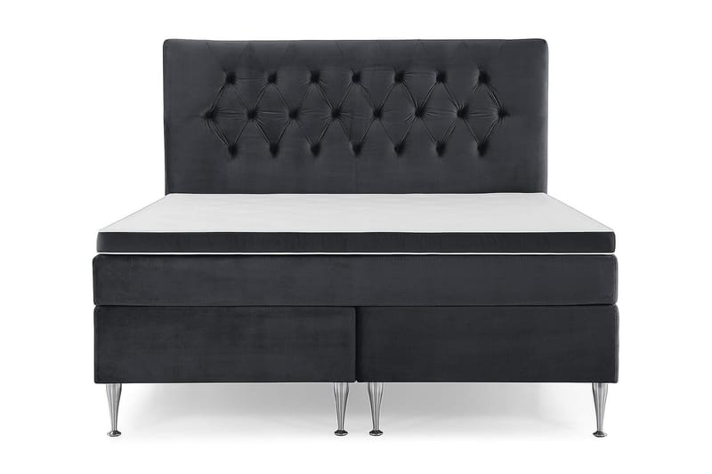 Komplett Sängpaket Torsö 180x200 - Svart Sammet|Höga Silverben - Möbler - Säng - Kontinentalsäng
