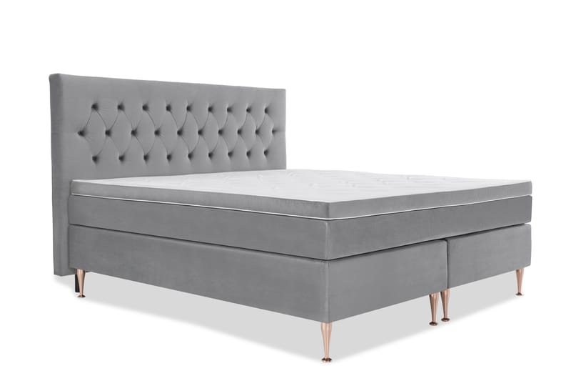 Komplett Sängpaket Torsö 210x210 - Ljusgrå Sammet|Höga Rosében - Möbler - Säng - Kontinentalsäng
