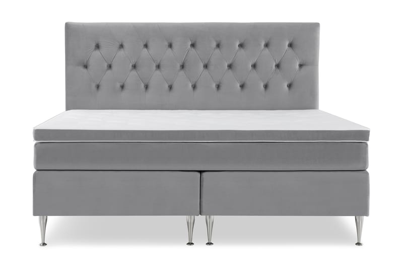 Komplett Sängpaket Torsö 210x210 - Ljusgrå Sammet|Höga Silverben - Möbler - Säng - Kontinentalsäng