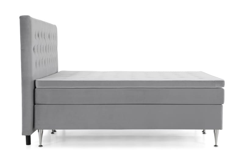 Komplett Sängpaket Torsö 210x210 - Ljusgrå Sammet|Höga Silverben - Möbler - Säng - Kontinentalsäng