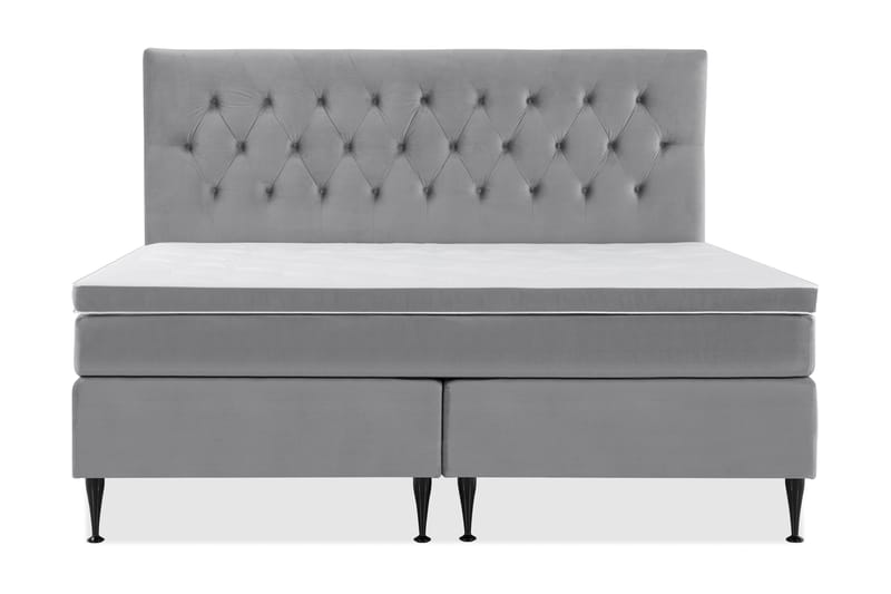 Komplett Sängpaket Torsö 210x210 - Ljusgrå Sammet|Höga Svarta Ben - Möbler - Säng - Kontinentalsäng