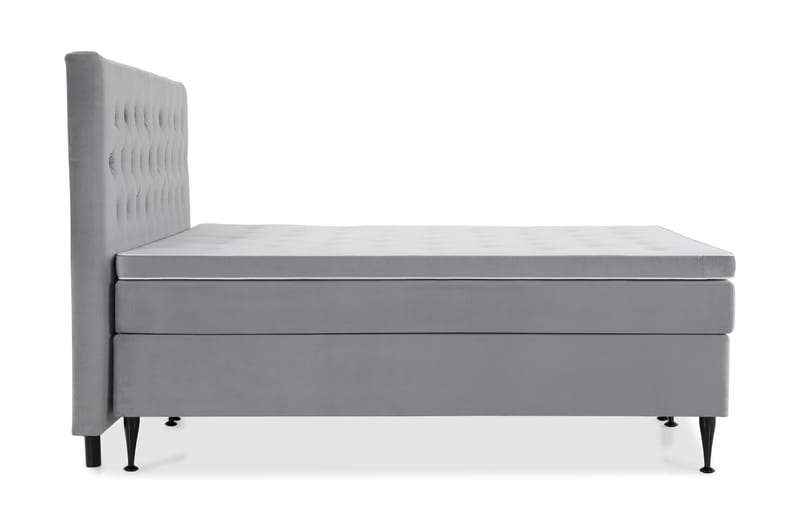 Komplett Sängpaket Torsö 210x210 - Ljusgrå Sammet|Höga Svarta Ben - Möbler - Säng - Kontinentalsäng