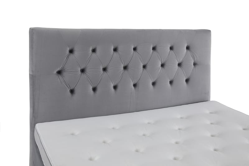 Komplett Sängpaket Torsö 210x210 - Ljusgrå Sammet|Låga Rosében - Kontinentalsäng - Dubbelsäng