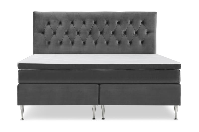 Komplett Sängpaket Torsö 210x210 - Mörkgrå Sammet|Höga Silverben - Möbler - Säng - Kontinentalsäng