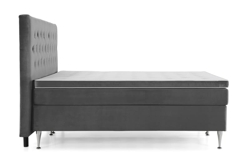 Komplett Sängpaket Torsö 210x210 - Mörkgrå Sammet|Höga Silverben - Möbler - Säng - Kontinentalsäng