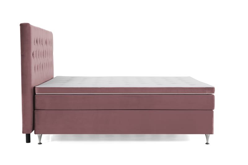Komplett Sängpaket Torsö 210x210 - Rosa Sammet|Låga Silverben - Möbler - Säng - Kontinentalsäng