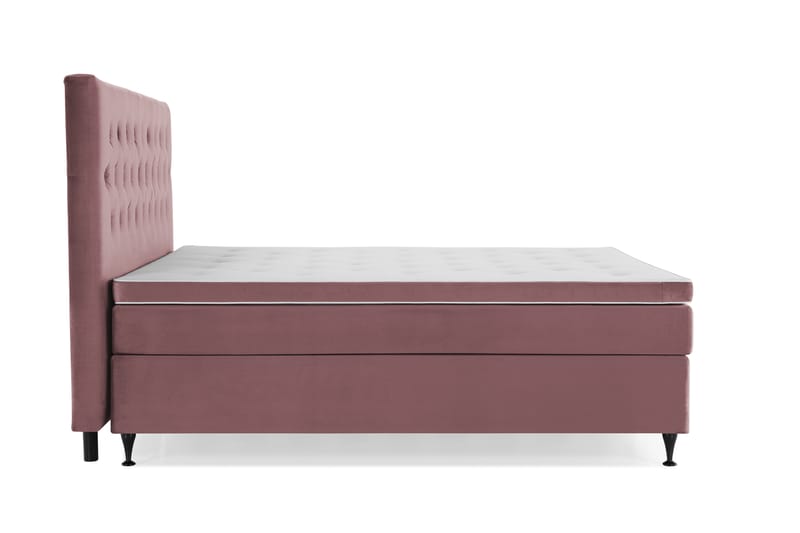 Komplett Sängpaket Torsö 210x210 - Rosa Sammet|Låga Svarta Ben - Möbler - Säng - Kontinentalsäng