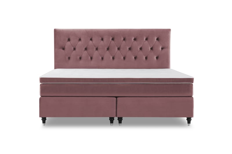 Komplett Sängpaket Torsö 210x210 - Rosa Sammet|Svarvade Ben - Möbler - Säng - Kontinentalsäng