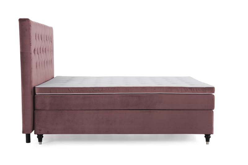 Komplett Sängpaket Torsö 210x210 - Rosa Sammet|Svarvade Ben - Möbler - Säng - Kontinentalsäng