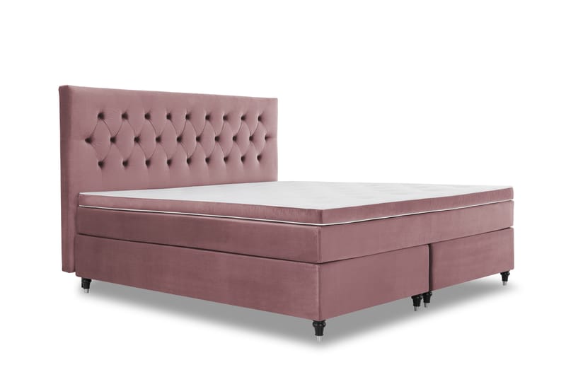 Komplett Sängpaket Torsö 210x210 - Rosa Sammet|Svarvade Ben - Möbler - Säng - Kontinentalsäng