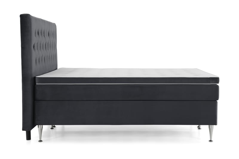 Komplett Sängpaket Torsö 210x210 - Svart Sammet|Höga Silverben - Möbler - Säng - Kontinentalsäng