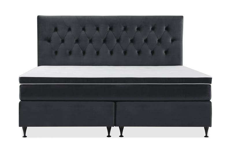 Komplett Sängpaket Torsö 210x210, Svart Sammet|Låga Svarta Ben