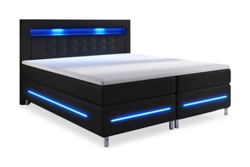 Komplett Sängpaket Pisa Lyx 160x200 LED Pikerad Gavel Konstl - Svart - Möbler - Säng - Kontinentalsäng