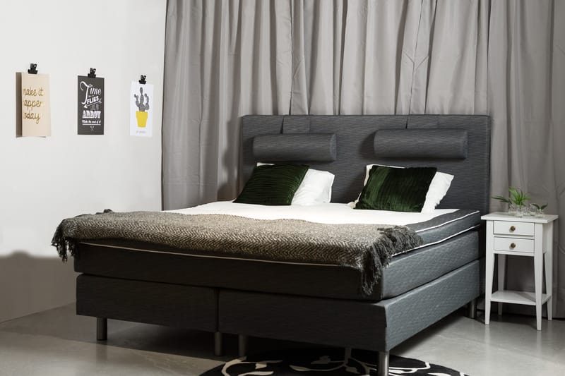 Komplett Sängpaket Palma Mörkgrå - 180x200 cm - Kontinentalsäng - Dubbelsäng - Komplett sängpaket
