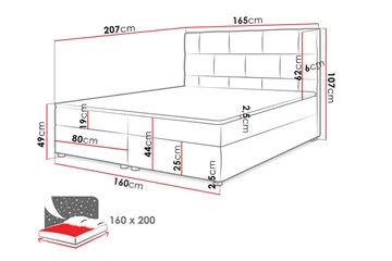 Kontinentalsäng 160x200 cm Svart - Svart - Möbler - Säng - Kontinentalsäng