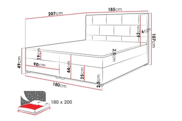 Kontinentalsäng 180x200 cm Svart - Svart - Möbler - Säng - Kontinentalsäng