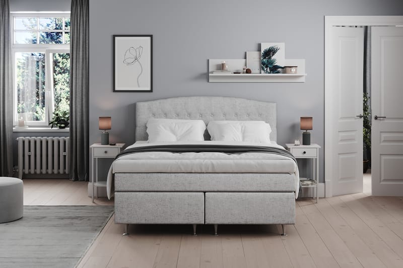 Kontinentalsäng Abelie 180x200 Fast/Medium - Ljusgrå - Möbler - Säng - Kontinentalsäng