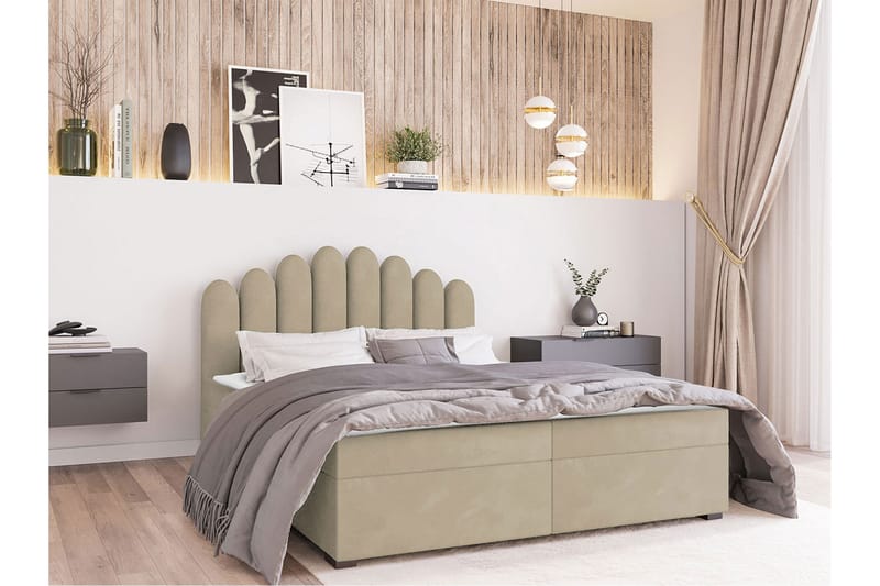 Kontinentalsäng Bangoralla 140x200 cm Medium - Sammet/Beige - Möbler - Säng - Kontinentalsäng