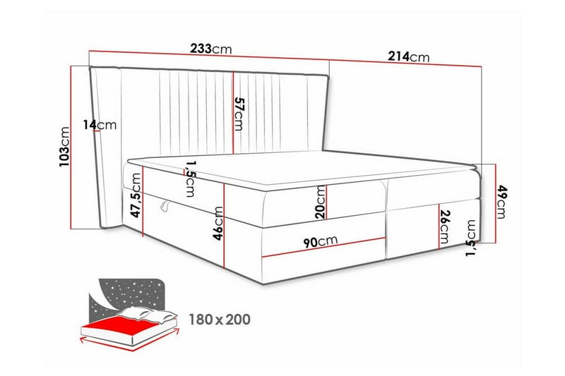 Kontinentalsäng Boisdale 180x200 cm - Möbler - Säng - Kontinentalsäng