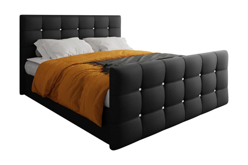 Kontinentalsäng Cisy 140x200 cm med Sänggavel - Mörkgrå - Möbler - Säng - Kontinentalsäng