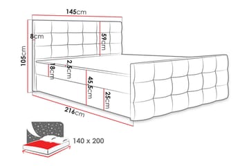 Kontinentalsäng Cisy 140x200 cm med Sänggavel - Svart - Möbler - Säng - Kontinentalsäng