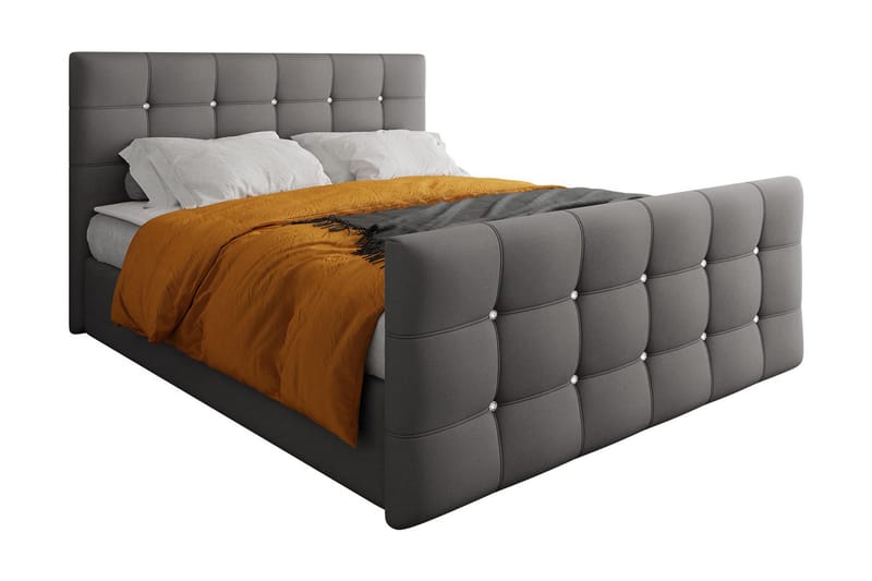 Kontinentalsäng Cisy 160x200 cm med Sänggavel - Grå - Möbler - Säng - Kontinentalsäng