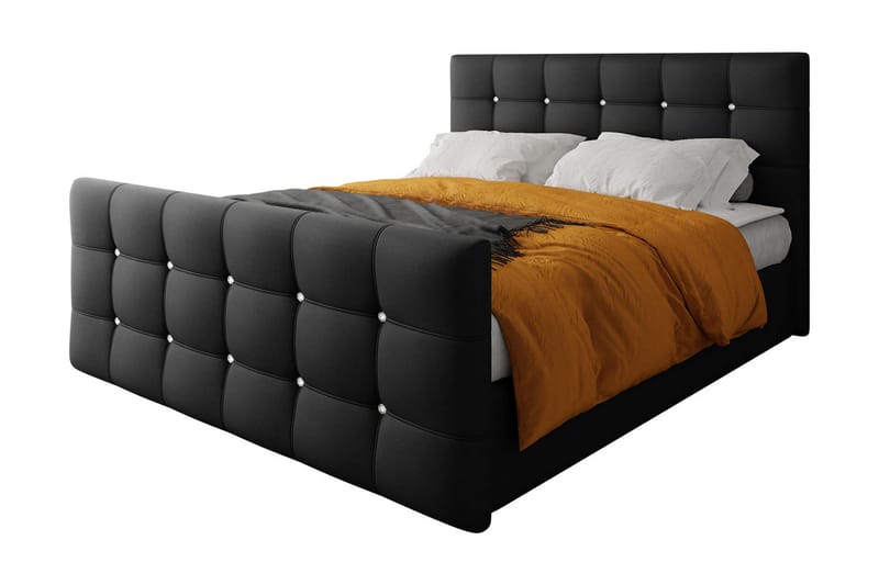 Kontinentalsäng Cisy 160x200 cm med Sänggavel - Mörkgrå - Möbler - Säng - Kontinentalsäng