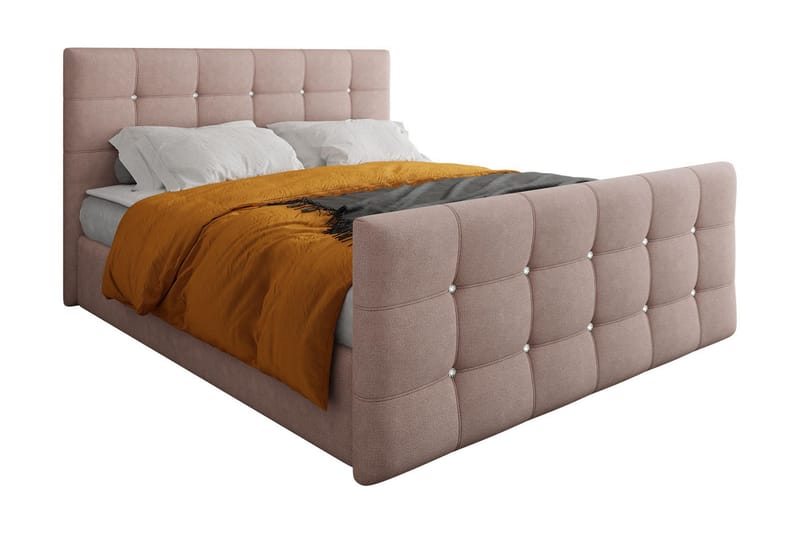 Kontinentalsäng Cisy 160x200 cm med Sänggavel - Rosa - Möbler - Säng - Kontinentalsäng