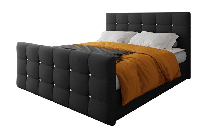 Kontinentalsäng Cisy 160x200 cm med Sänggavel - Svart - Möbler - Säng - Kontinentalsäng
