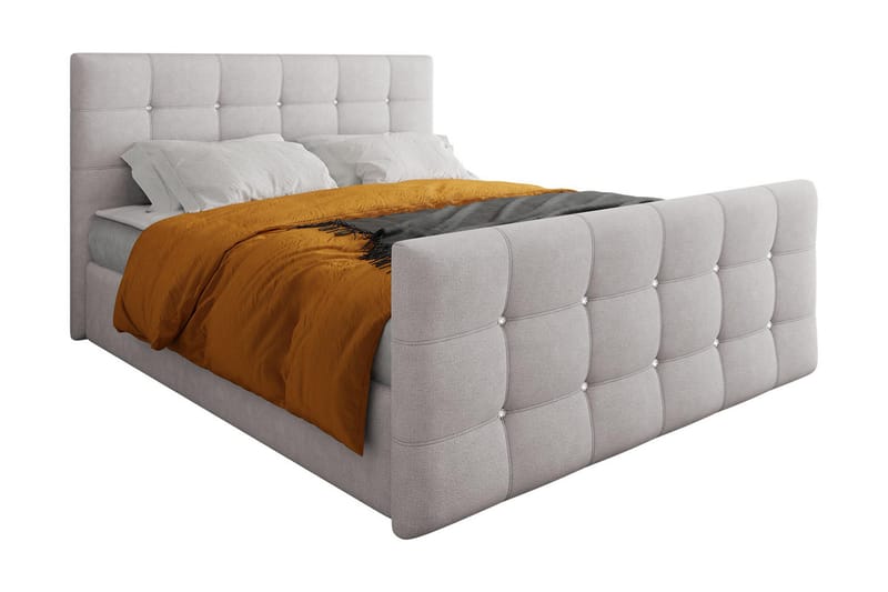 Kontinentalsäng Cisy 180x200 cm med Sänggavel - Ljusgrå - Möbler - Säng - Kontinentalsäng