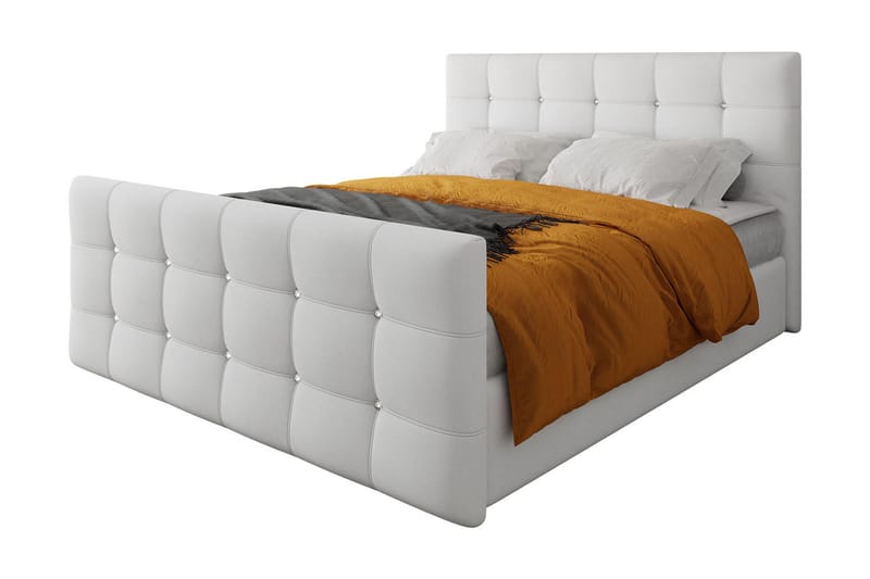 Kontinentalsäng Cisy 180x200 cm med Sänggavel - Vit - Möbler - Säng - Kontinentalsäng