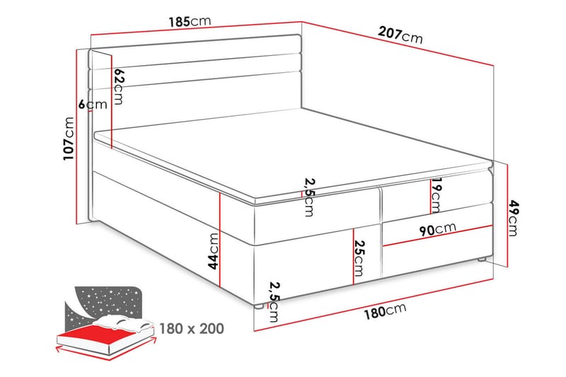 Kontinentalsäng Decosta 180x200 cm - Vit - Möbler - Säng - Kontinentalsäng