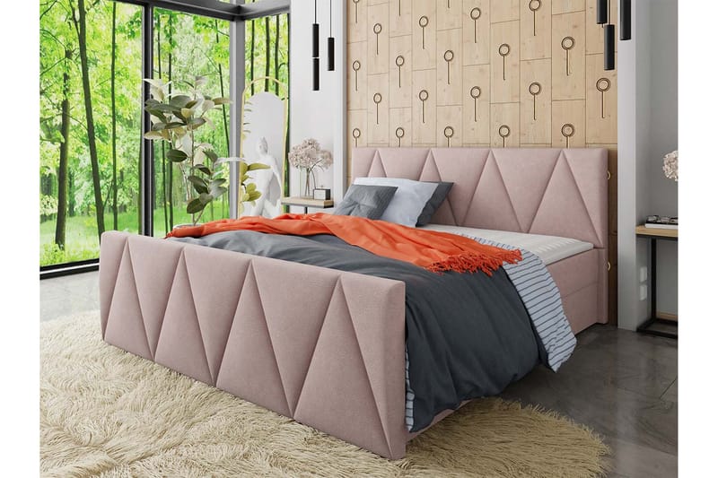 Kontinentalsäng Dihel 140x200 cm med Sänggavel - Rosa - Möbler - Säng - Kontinentalsäng