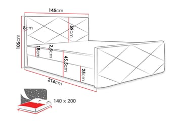 Kontinentalsäng Dihel 140x200 cm med Sänggavel - Svart - Möbler - Säng - Kontinentalsäng