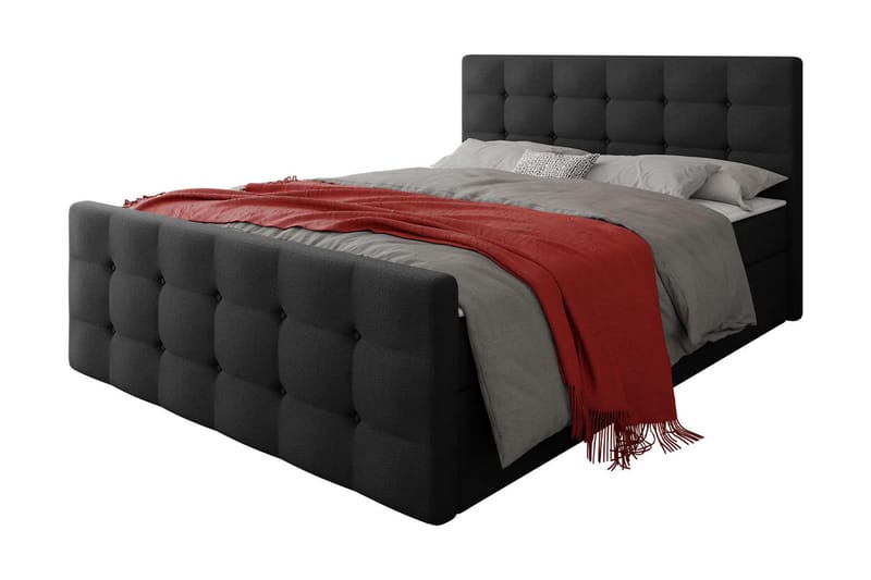 Kontinentalsäng Dihel 140x200 cm med Sänggavel - Svart - Möbler - Säng - Kontinentalsäng