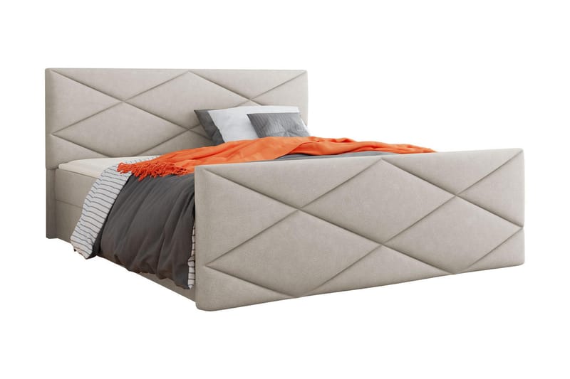 Kontinentalsäng Dihel 160x200 cm med Sänggavel - Beige - Möbler - Säng - Kontinentalsäng